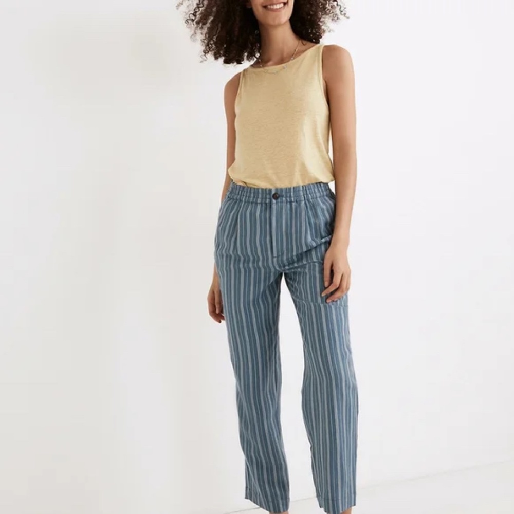 Madewell Linen Blend Track Trousers in Stripe